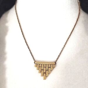 J.Crew Brass Gold Tone Geometric Triangle Pendant Necklace.